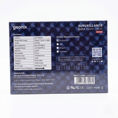 Geonix 500GB 3.5" Desktop SATA Surveillance Hard Drive